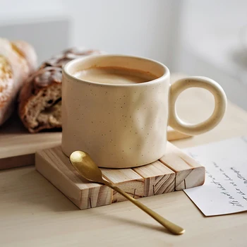 Micul dejun Ceașcă de Cafea 450ml Lapte Cani Ceramice Scurt Rezumat Design Manual de Ovăz, Cacao Desert Cana Cadou Rafinat pentru Cupa Prieten Imagine 2