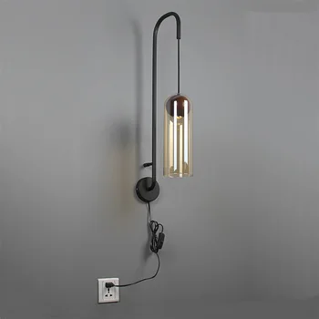 Moderne de Perete LED Corpuri de iluminat Dormitor Lampa Nordic Sticlă Lumini de Perete Pentru Iluminat Acasă de Moda Fier Lampara Comparativ Lemn Wandlamp Imagine 2