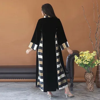 Negru Abaya Dubai Turcia Musulmană Brodate Rochie 2021 Caftan Arabi Arabe Islamice Îmbrăcăminte Kimono Femme Musulmane Djellaba Imagine 2