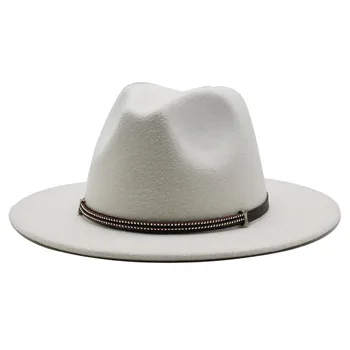 Negru Fedoras Hat Pentru Barbati Femei Pălărie, Pălării Panama Europeană stil American Margine Largă Centura de Jazz Capac Toamna шапка мужская Imagine 2