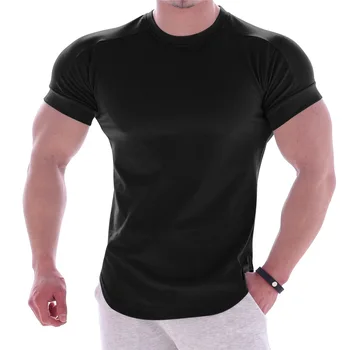 Nouă Bărbați T-shirt cu Maneci Scurte Musculare Fitness Casual Hip-Hop-Top de Bumbac de Vară de Moda de Bază T-shirt Imagine 2