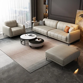 Pur Nordic Italian de lux, tehnologie pânză canapea living mic apartament de trei minimalist modern, canapea tesatura Imagine 2
