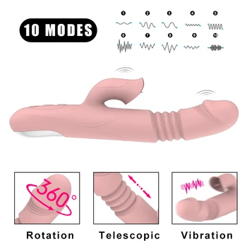 Rabbit Vibrator Vibratoare Telescopic Vibrații de Rotație Încălzire G-spot Penis artificial Vibratoare Limba Lins Clitoris Adult Jucarii Sexuale pentru Femei Imagine 2