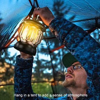 Retro Portabil LED Camping Lanternă Reîncărcabilă Mini Perdeaua de Lumină Epocă Tabără de Lampa cu 3 Moduri de Iluminare Estompat în aer liber Lampa de Cort Imagine 2
