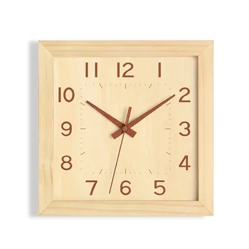 Scurtă pătrat de lemn tăcut perete ceas Elegant literatură și artă birou decorative ceas de perete Fără capac de sticlă Imagine 2