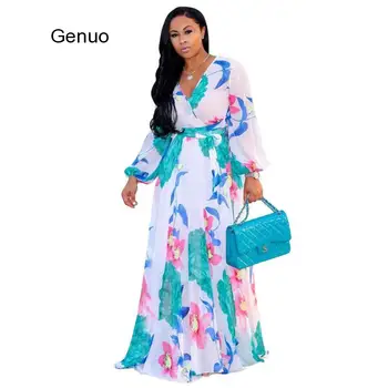 Sifon Maneca Lunga Maxi Rochie de Femei din Africa de Îmbrăcăminte Dashiki de Imprimare de Moda Material Rochii Boeme 5XL Rochie de Plaja Imagine 2