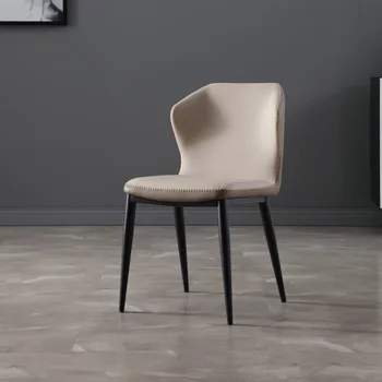 Simplu din fier forjat din piele de scaun de luat masa Nordic restaurant Italian minimalist spătarul moale sac din fier forjat, scaun Imagine 2