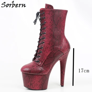 Sorbern 17Cm Python Stripteuză Cizme cu Toc Femei Pol de Dans Pantofi Platforma 15Cm, 20Cm 23Cm Tocuri inalte Cizme mai Multe Culori Imagine 2