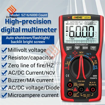 SZ16 SZ17 Multimetru Digital 6000 Profesionale True RMS AC/DC Analog Tester pentru Tranzistor Condensator NCV Detector de Lcr Metru Imagine 2