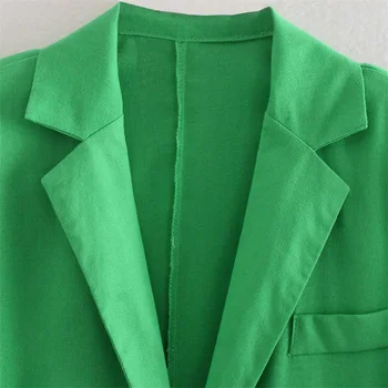 TRAF Femei 2021 Moda de Culoare Verde, Lenjerie Sacou Strat de sex Feminin Buzunare Chic Business Casual Cardigan Costume de Streetwear Imagine 2