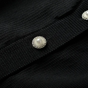Tweed cu mânecă Scurtă Sus pentru RUANDAI 2022 Vara Noi Plasă Neagră Puff Mâneci V-gât Single-breasted Cardigan Tricotate Femei Imagine 2