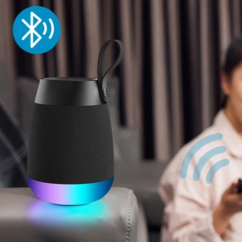 Wireless Bluetooth Speaker Portabil cu Subwoofer Stereo cu Volum Mare în aer liber Material Impermeabil Cilindrice Lumina RGB Imagine 2