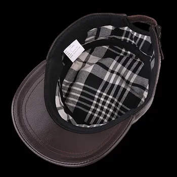 XdanqinX Dimensiuni Reglabile Barbati din Piele Hat Armată Militar Pălării 2019 Toamna piele de Vacă din Piele Capace Plate Pentru Bărbați Snapback Cap Imagine 2