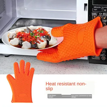 1 buc mănuși de Silicon supărat Non-alunecare rezistent la temperaturi Ridicate Utilizate pentru gătit, cuptor cu microunde grill coacere instrumente de bucatarie supplie Imagine 3