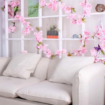2.3 M Home Decor Artificială De Cireșe Rattan Mare Simulare Cherry Blossom Rattan Hotel Decor Nunta Cu Flori Wal Imagine 3