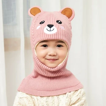 2021 Fetiță Pălărie De Iarnă Caldă Urs Chelioși Căciuli Tricotate Capac Copii Balaclava Masca Pălării Gorras Imagine 3