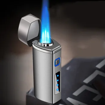 2022 Nou USB Vânt, Gaze Și energie Electrică Dublu Scop Directe Albastru Flacără de Foc de Ajustare Trabuc Iluminat Bărbați High-End Cadou Imagine 3
