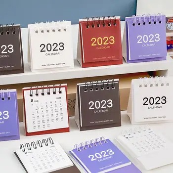 2023 Simplu Culoare Solidă Calendar De Birou Desktop Decor Creativ Mesaj Mini Calendar Pentru Organizarea De Planificare Imagine 3