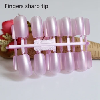 24buc Fierbinte vinde moda secțiunea Lung cap Pătrat bomboane decor unghii false perla violet D01 Imagine 3