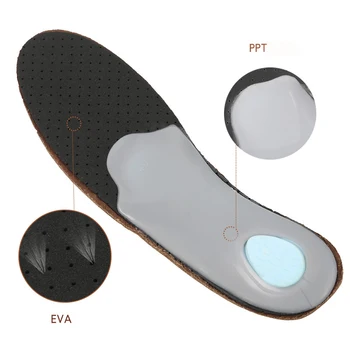 3D Premium Piele sanatoasa ortezare branț pentru Flatfoot Mare Suport Arc tălpile interioare din Silicon Tălpi bărbați și femei pantofi de piele Imagine 3