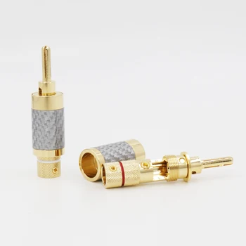 4buc Hifi audio Placat cu Aur de Fibra de Carbon, Difuzor de Sârmă de Cablu Extensie adaptor Banana Plug Conector 7mm Imagine 3