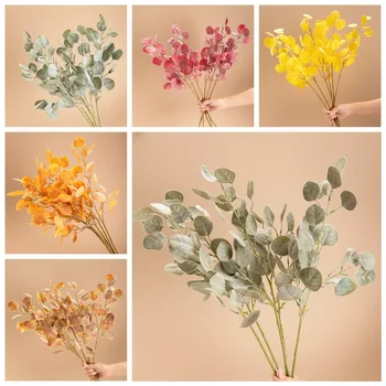 5Pcs Simulare Plastic Plante Frunze de Măr Pentru Nunta de Fundal Aranjament de Flori Acasă Living Decor Fals Plante Frunze Imagine 3