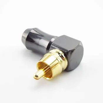 90 de Grade RCA male Conector Tip L Audio Fir Adaptor Placat cu Aur de Lipire Terminal de 6.2 mm Cablu Difuzor Unghi Drept Imagine 3