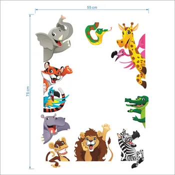 Animale Jungla Girafa, Leu, Tigru, Elefant, Rinocer Pvc Autocolante De Perete Pentru Camere De Copii Copilul Decor Acasă Animale De Desene Animate Decalcomanii Imagine 3