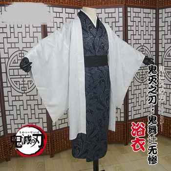 Anime Demon Slayer Kimetsu nu Yaiba Kibutsuji Muzan Cosplay Costum Halat de baie Kimono Uniformă Petrecere de Halloween Costum Pentru Adulti Noi 2 Imagine 3
