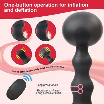 Automat Gonflabile Dilatator Anal Vibrator Expansiune Prostata Masaj Stimulator 10 Vibrații Sexy Margele Dop de Fund pentru Bărbați Gay Imagine 3