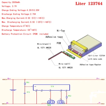 Bun Qulity 3.7 V,3500mAH 123764 Polimer litiu-ion / Li-ion pentru tablet pc-ul BĂNCII,GPS,mp3,mp4 Imagine 3