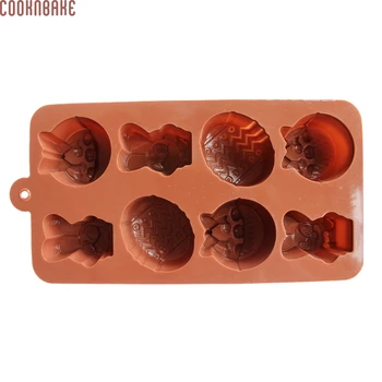 COOKNBAKE DIY Mucegai Silicon Pentru Ciocolata, inghetata, Jeleu, Budinca, Iepurașul de Paște Ouă de Proiectare 8 Găuri SICM-008-2 Imagine 3