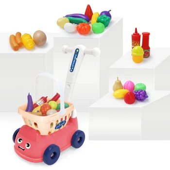 Copii Portabil Supermarket Shopping Cart Cărucior De Simulare Bucătărie Legume Pretind Casă De Joacă Fete Jucarii Imagine 3