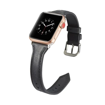 Curea din piele pentru Apple Watch band 45mm 41mm 44mm 40mm iwatch 7 6 5 4 3 SE 42mm 38mm Îngustă, Subțire correa încheietura curea brățară Imagine 3