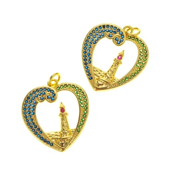 De moda de aur Sper far pandantiv colier pentru femei 18k aur placate cu cupru lanț colier pentru fete bijuterii cadou Imagine 3
