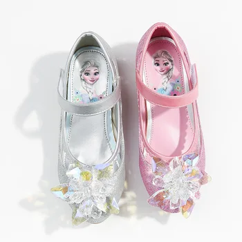 Disney princess pantofi de primăvară nouă sticlă de flori copilul singur pantofi fetita de dans pantofi rochie pulbere de aur pantofi de cristal Imagine 3