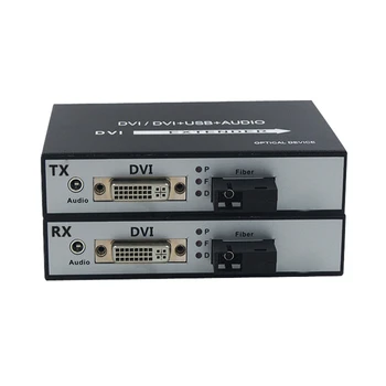 DVI Fibra Optica, Media Convertoare cu USB KVM SC Singură Fibră Singlemode SC 20km Imagine 3