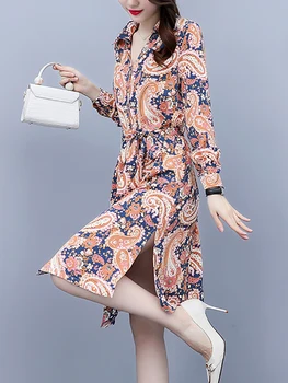 Femei Cu Maneci Lungi Guler Polo Shirt Rochie De Primavara-Toamna Boho Moda Casual Rochie Midi 2022 Coreean Elegant Bodycon Rochii De Petrecere Imagine 3