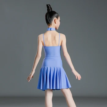 Fete rochie fără Mâneci Tubulare latino Rochie de Dans pentru Copii Profesionist de Dans latino Haine de Performanță Etapă Practică Purta SL6541 Imagine 3