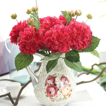 Flori de mătase nunta trandafiri, dalii cu flori Artificiale toamna vie fals frunze de flori de nunta buchete de mireasa decor Imagine 3