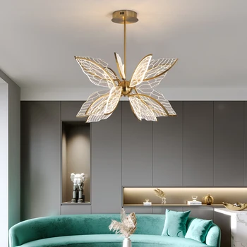 Fluture Modern Living Pandantiv cu LED-uri Lampă Nordic Simplu Dormitor Bucatarie Creative de Aur Placat cu Acrilice Aripa Candelabru Imagine 3