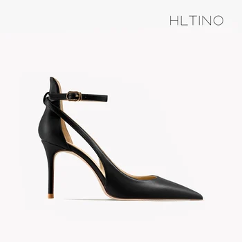 HLTINO Sandale Confortabile pentru Femei Pantofi de Vara Finisaj Mat, Acoperit Toe cu Toc inalt Sandale cu Glezna cu Cataramă de zi cu Zi Pompe de Pantofi Imagine 3