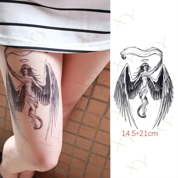 Impermeabil Tatuaj Temporar Autocolant Luna Lion King Flash Tattos Aripă De Înger, Floare, Pasăre Body Art Brațul False, Tatuaj Femei Bărbați Imagine 3