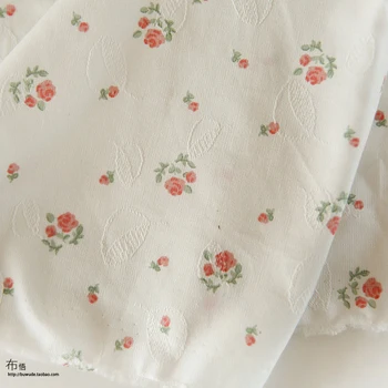 Japoneză și coreeană Tesatura Florale Mici a Crescut de Bumbac lucrate Manual DIY Pânză de Îmbrăcăminte Jacquard Tesatura imprimata Imagine 3