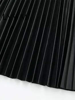 LYWM Femei de Moda PU Solid Plisata Fusta Midi Vintage cu Talie Înaltă Feminin Chic Lady Fuste Mujer Utilaje Imagine 3