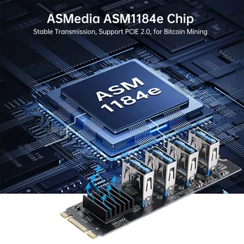 M. 2 Nvme La 4 USB de extensie PCIE Adaptor M2 M-Cheie Pentru PCIE 1X USB 3.0 Converter Carte W/ Radiator Pentru Bitcoin Miner Minier Imagine 3