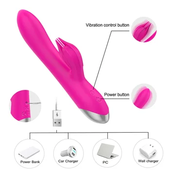 Masturbari sex feminin G-spot Rabbit Vibrator 2 Motoare 10 Viteze Jucărie Sexuală pentru Femei Chargable Dildo Vibrator pentru Stimularea Clitorisului Imagine 3