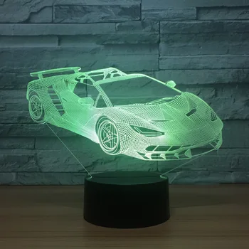 Mașină de jucărie 3d Lumina de Noapte Lângă Lampă de Control de la Distanță Reglabilă 7 Culori Cablu USB Smart Touch de Birou LED-uri Lampa de Masa Cadou de Ziua de nastere Imagine 3