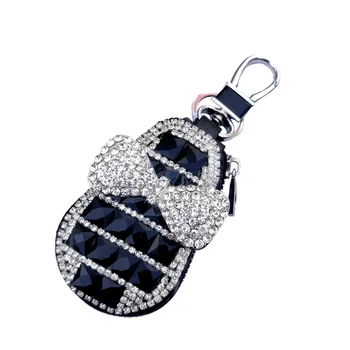 menajera brelocuri pentru saci de drăguț arc cheie auto sac catarama femei diamond moda cheie de masina acoperi funda llaves protector llaves Imagine 3
