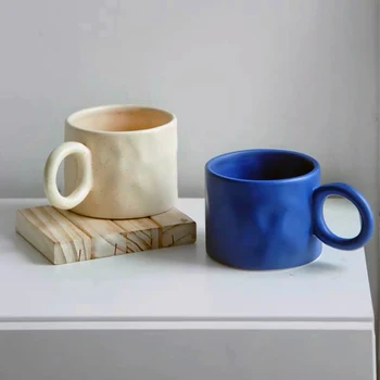Micul dejun Ceașcă de Cafea 450ml Lapte Cani Ceramice Scurt Rezumat Design Manual de Ovăz, Cacao Desert Cana Cadou Rafinat pentru Cupa Prieten Imagine 3